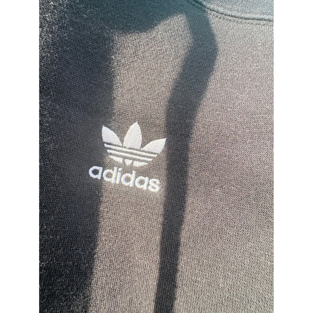Adidas Originals Womens Cropped Hoodie Black 3-Stripes Trefoil Logo Small S - Picture 2 of 6